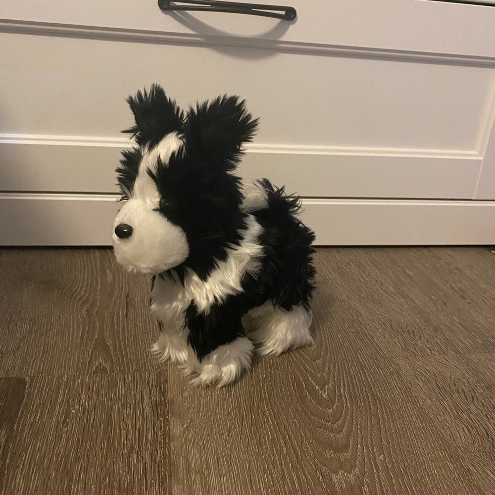 American Girl Doll Pet Poseable Black and White Dog
